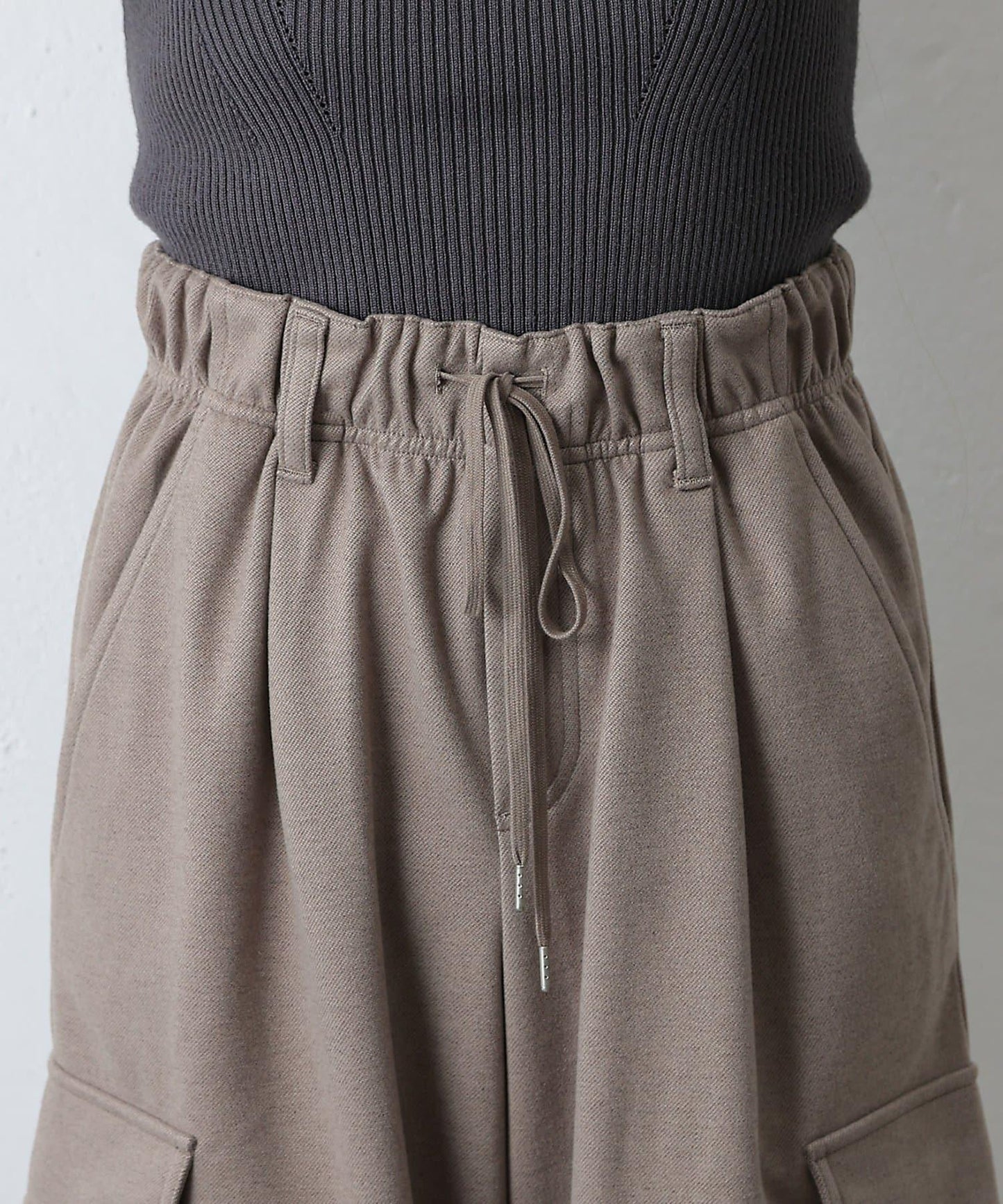 羊毛感針織工裝褲