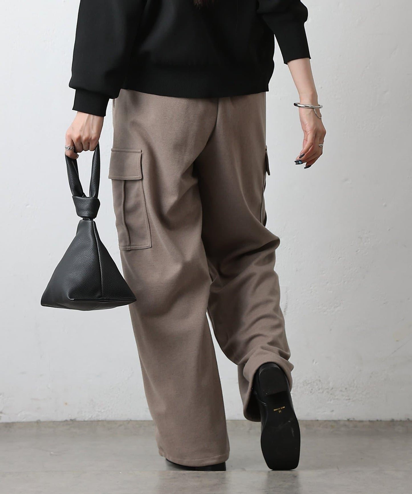 羊毛感針織工裝褲