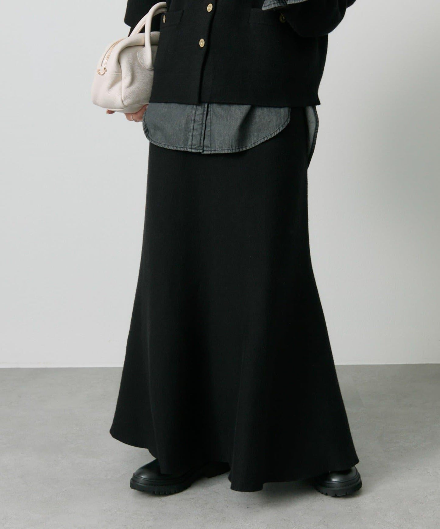 【/復刻】米蘭羅紋針織半身裙