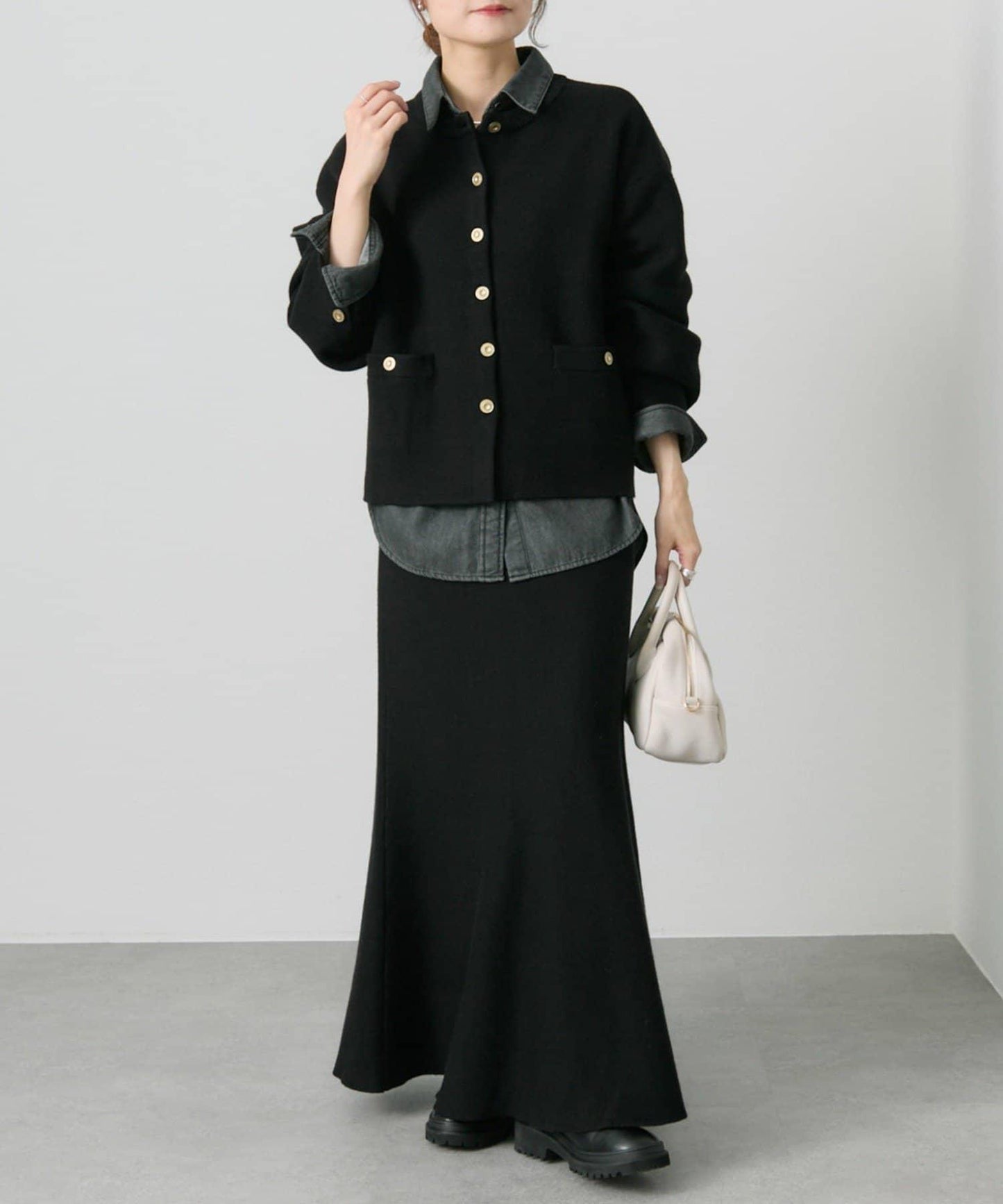 【/復刻】米蘭羅紋針織半身裙