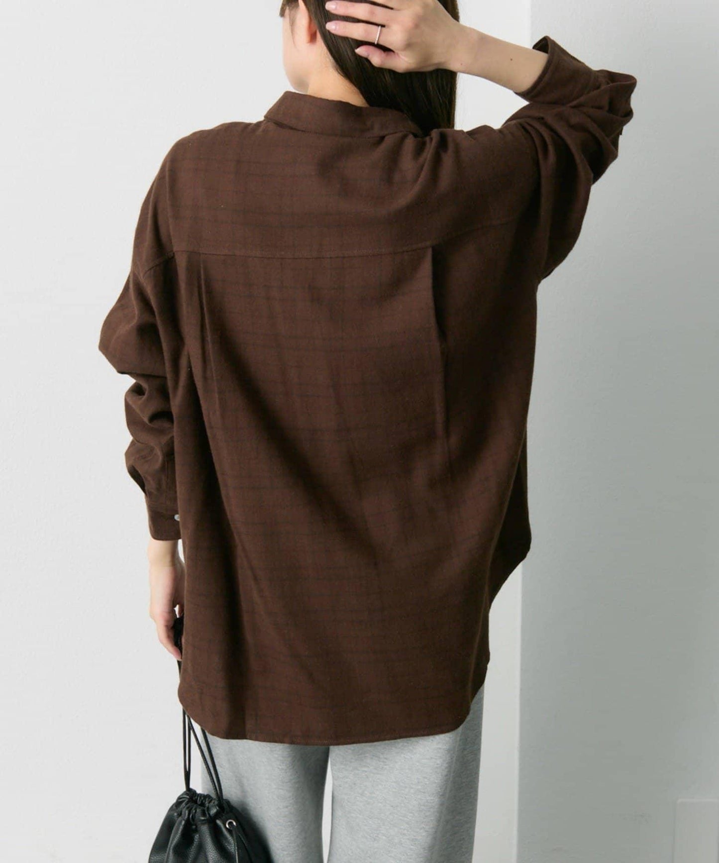 雙口袋磨毛格子襯衫