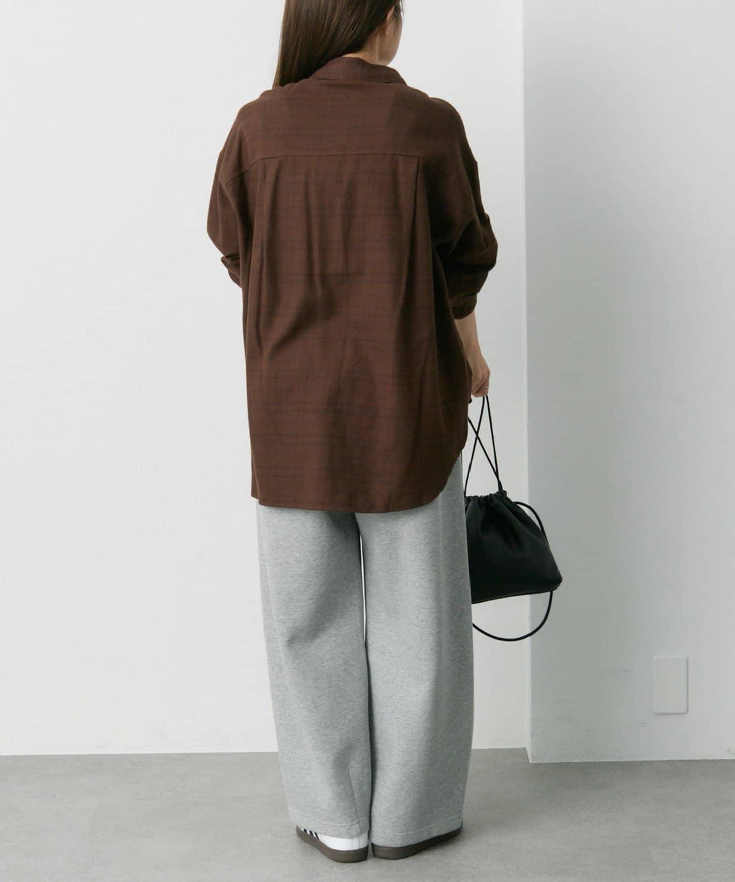 雙口袋磨毛格子襯衫