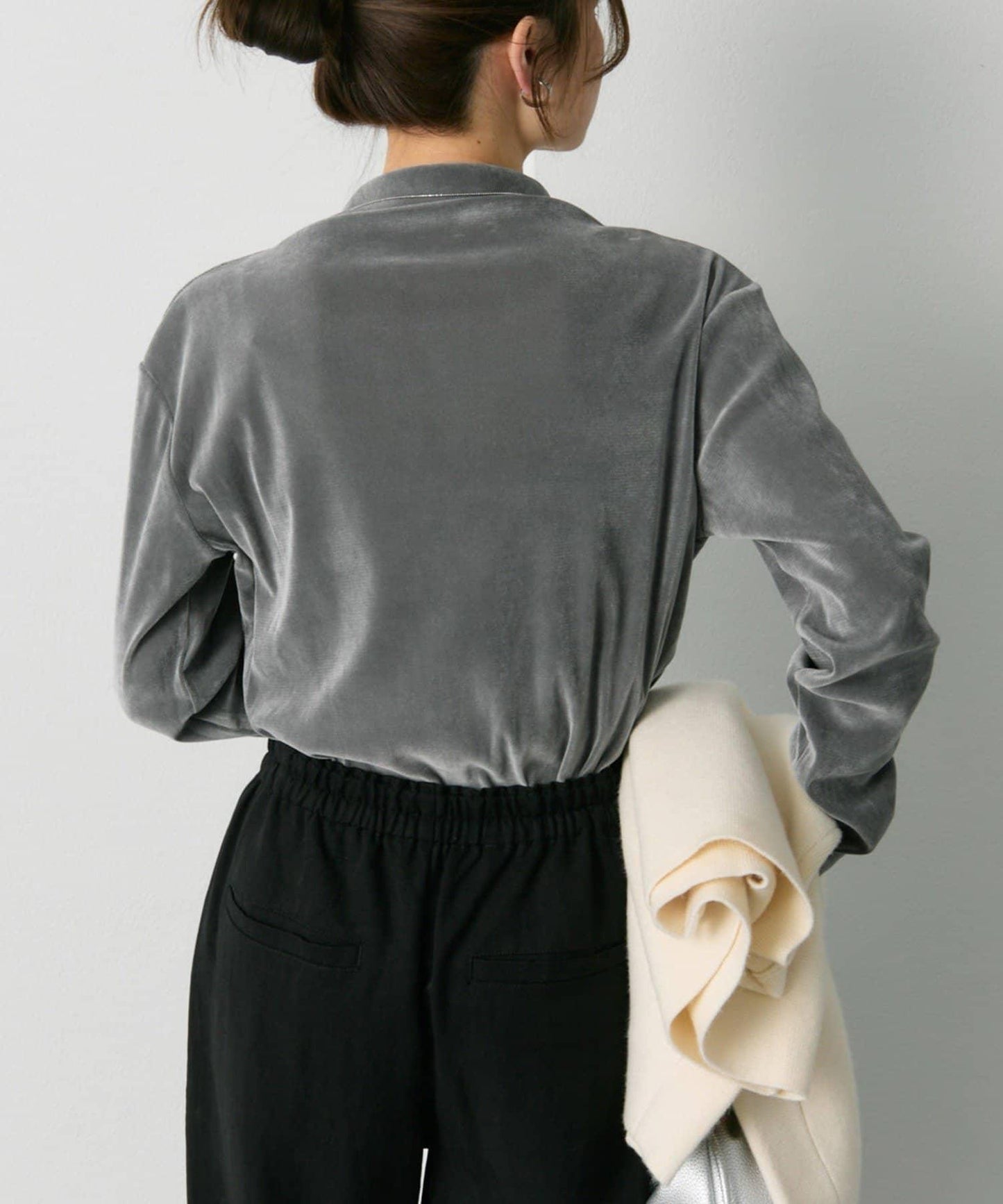 【/復刻】尼龍網紗天鵝絨高領上衣