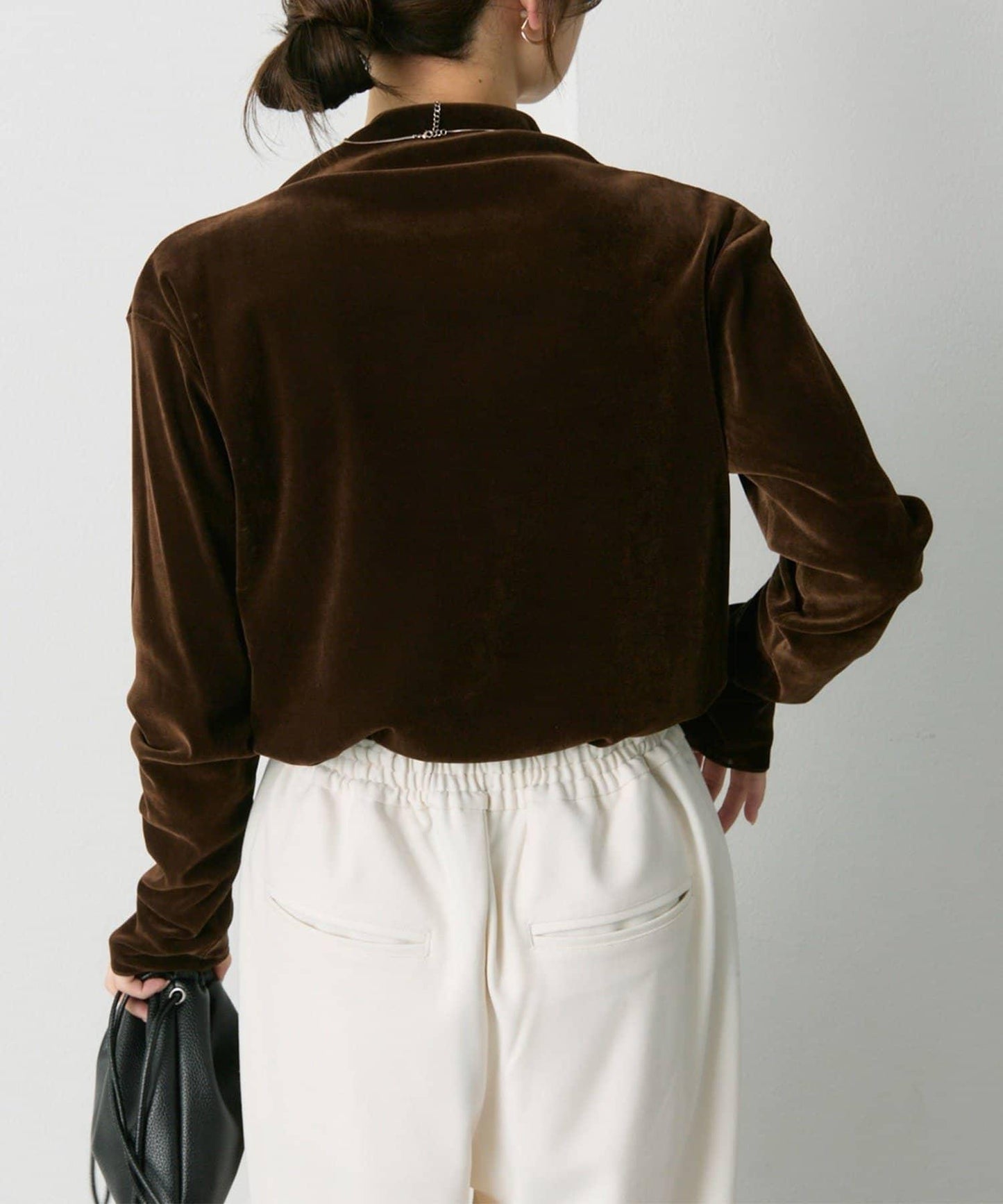 【/復刻】尼龍網紗天鵝絨高領上衣