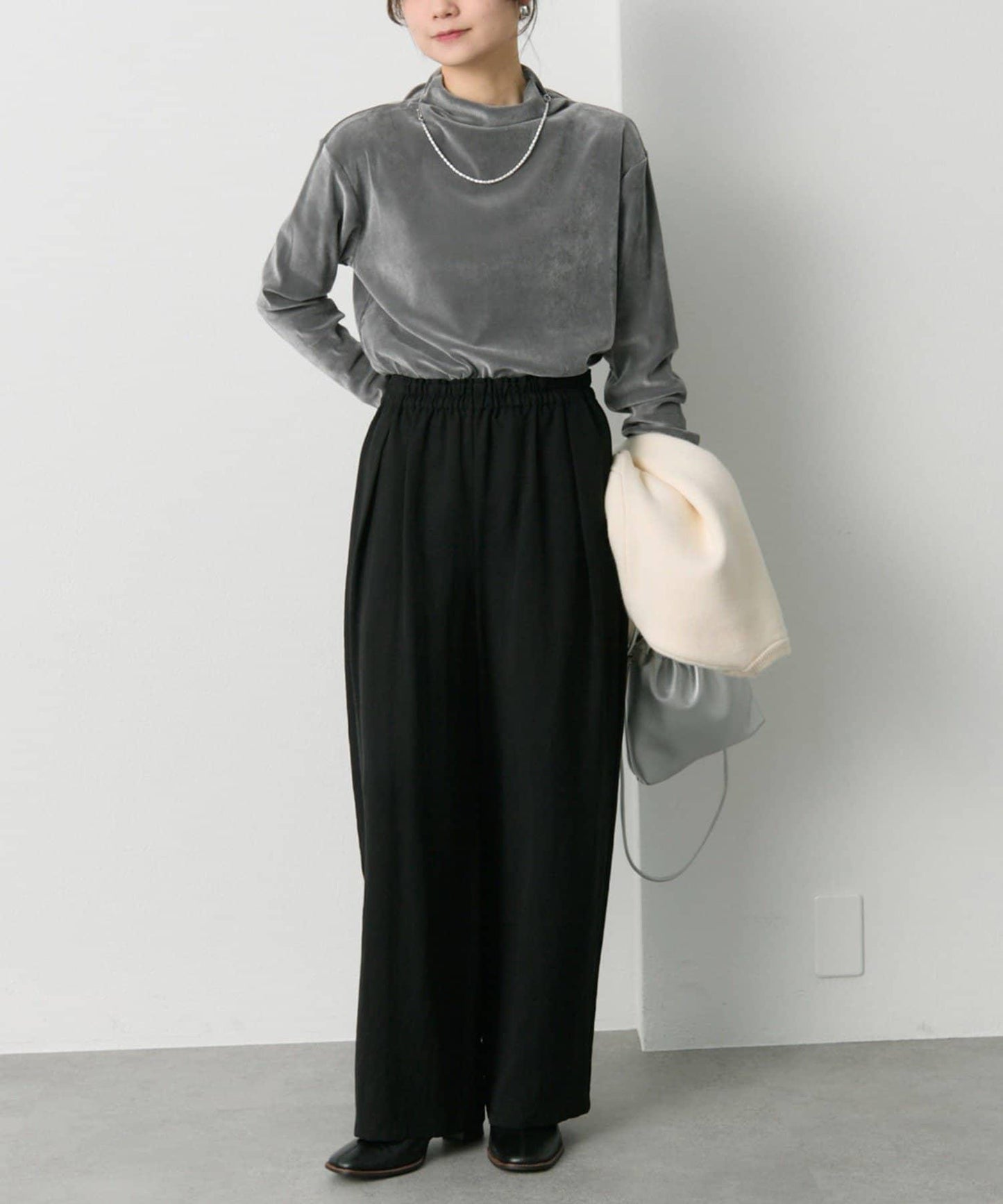 【/復刻】尼龍網紗天鵝絨高領上衣