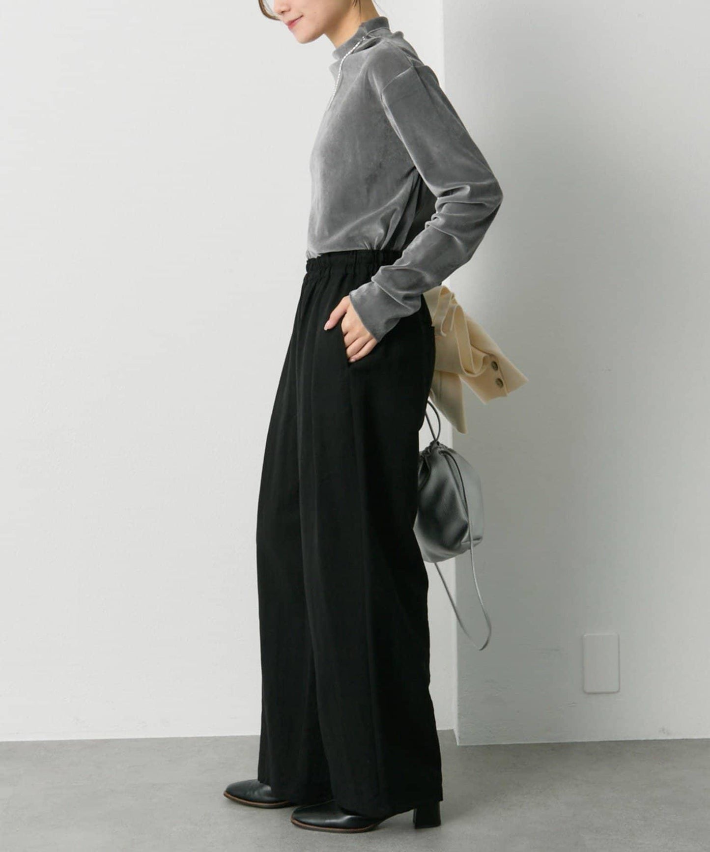 【/復刻】尼龍網紗天鵝絨高領上衣