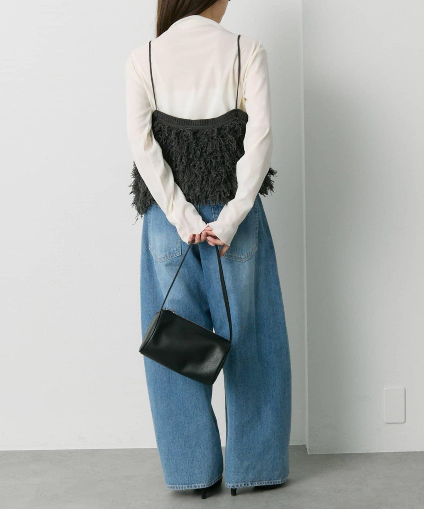 【/復刻】尼龍網紗天鵝絨高領上衣