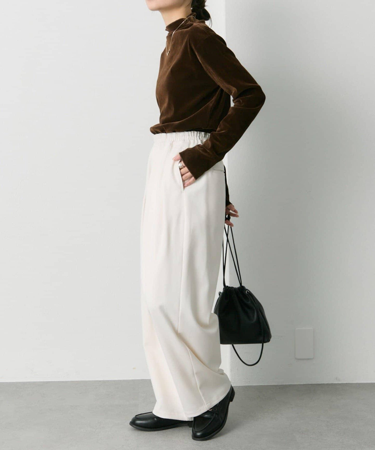 【/復刻】尼龍網紗天鵝絨高領上衣