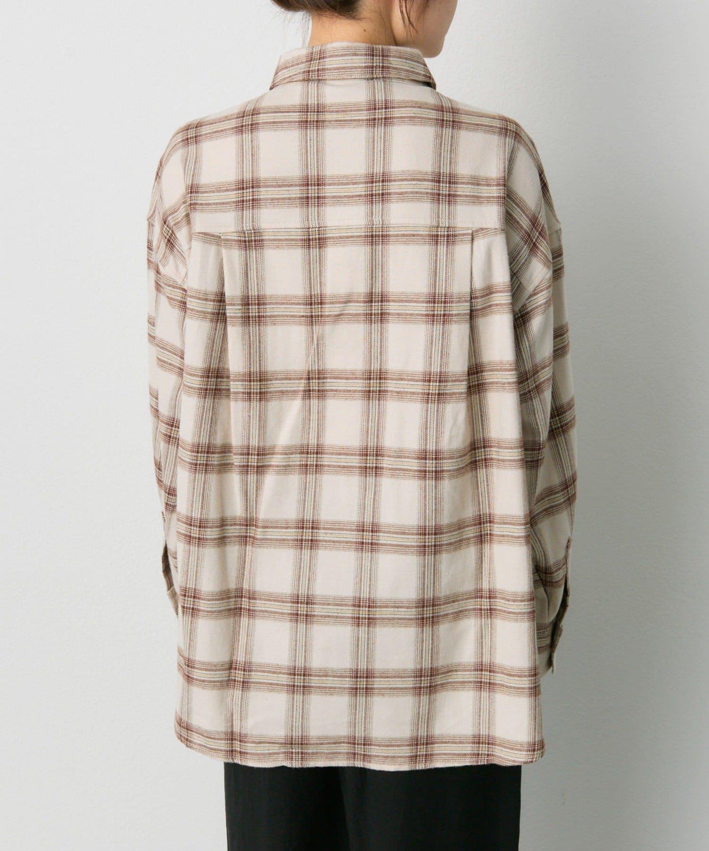 雙口袋磨毛格子襯衫