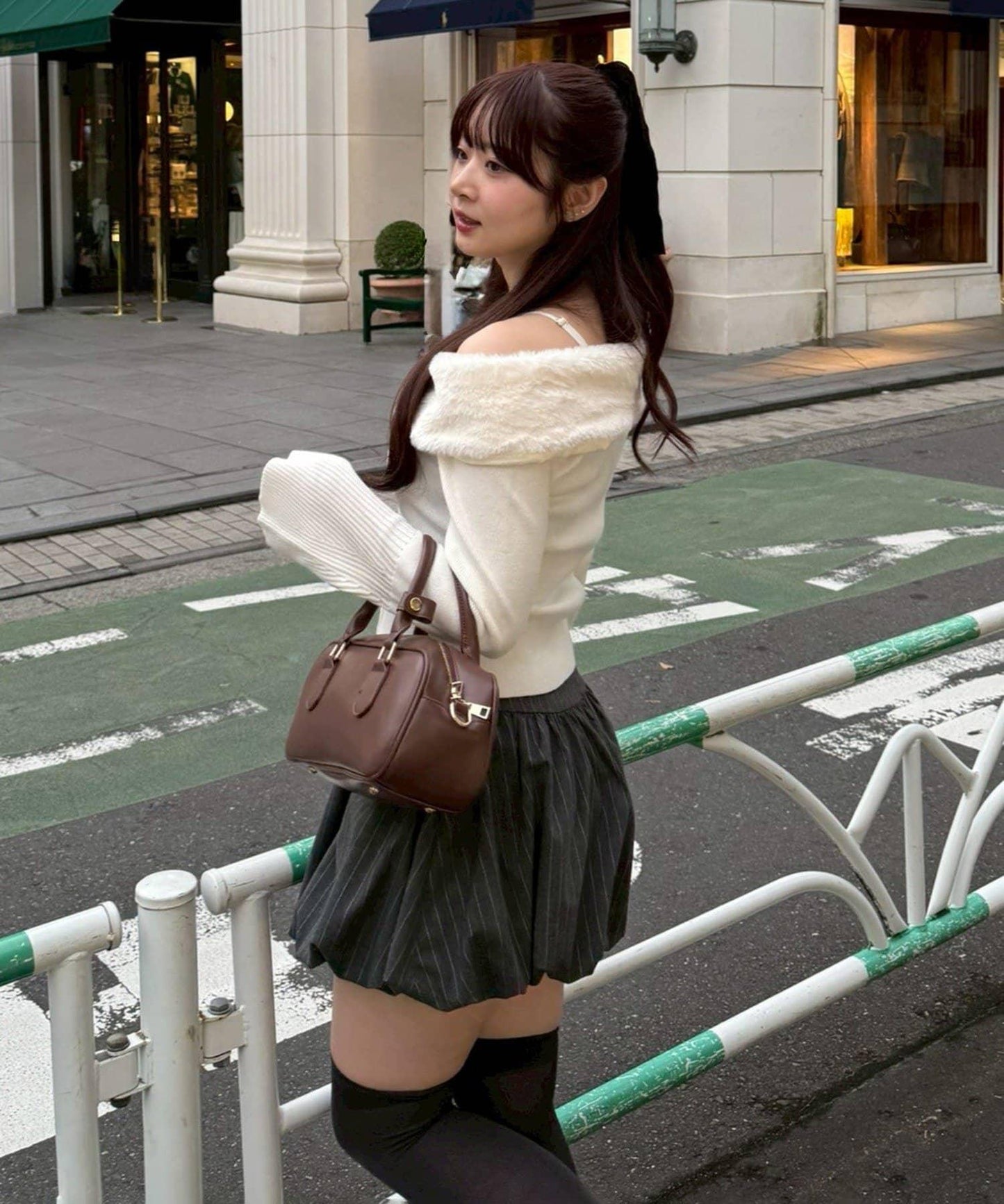 仿皮草翻領開衫