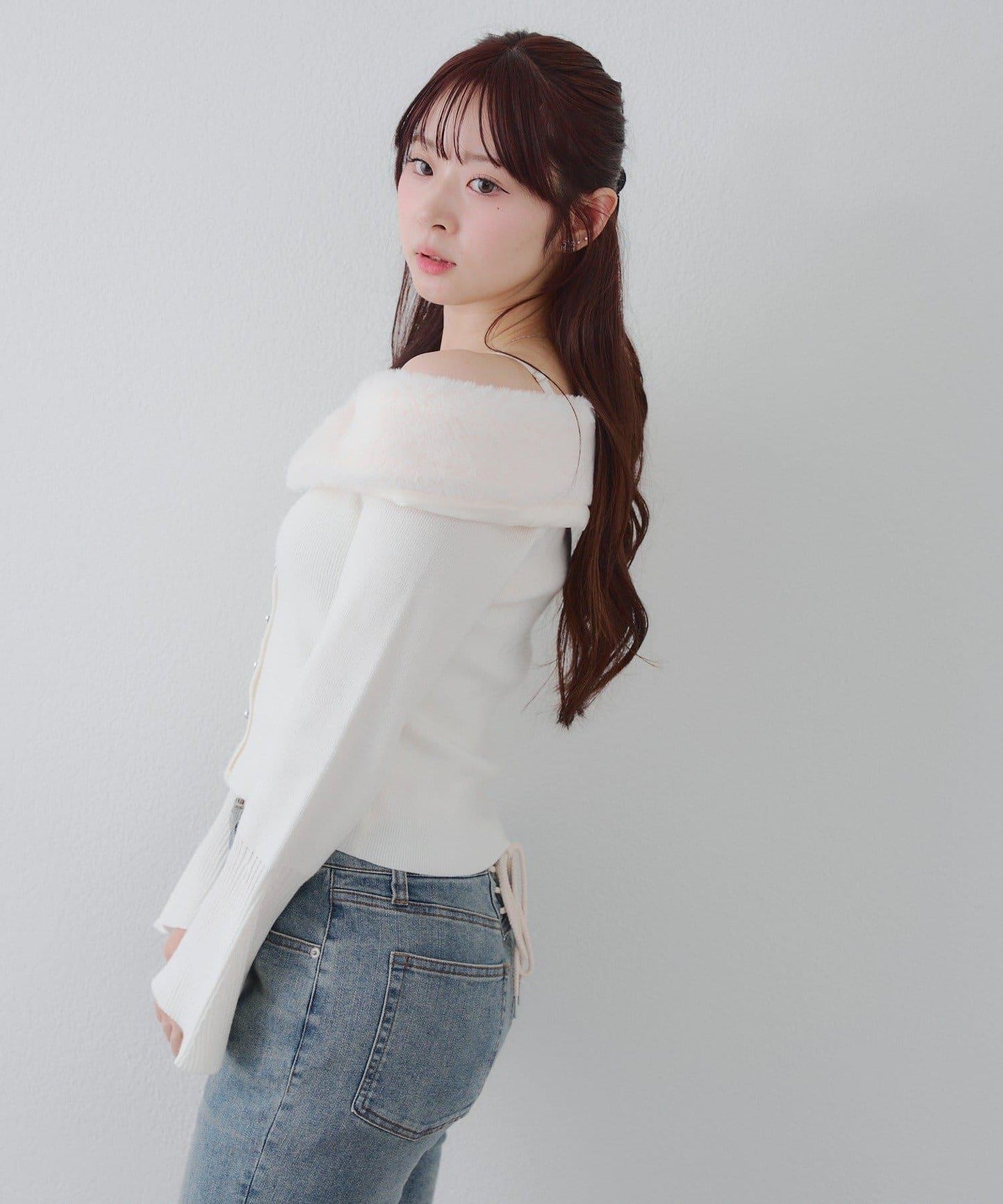 仿皮草翻領開衫