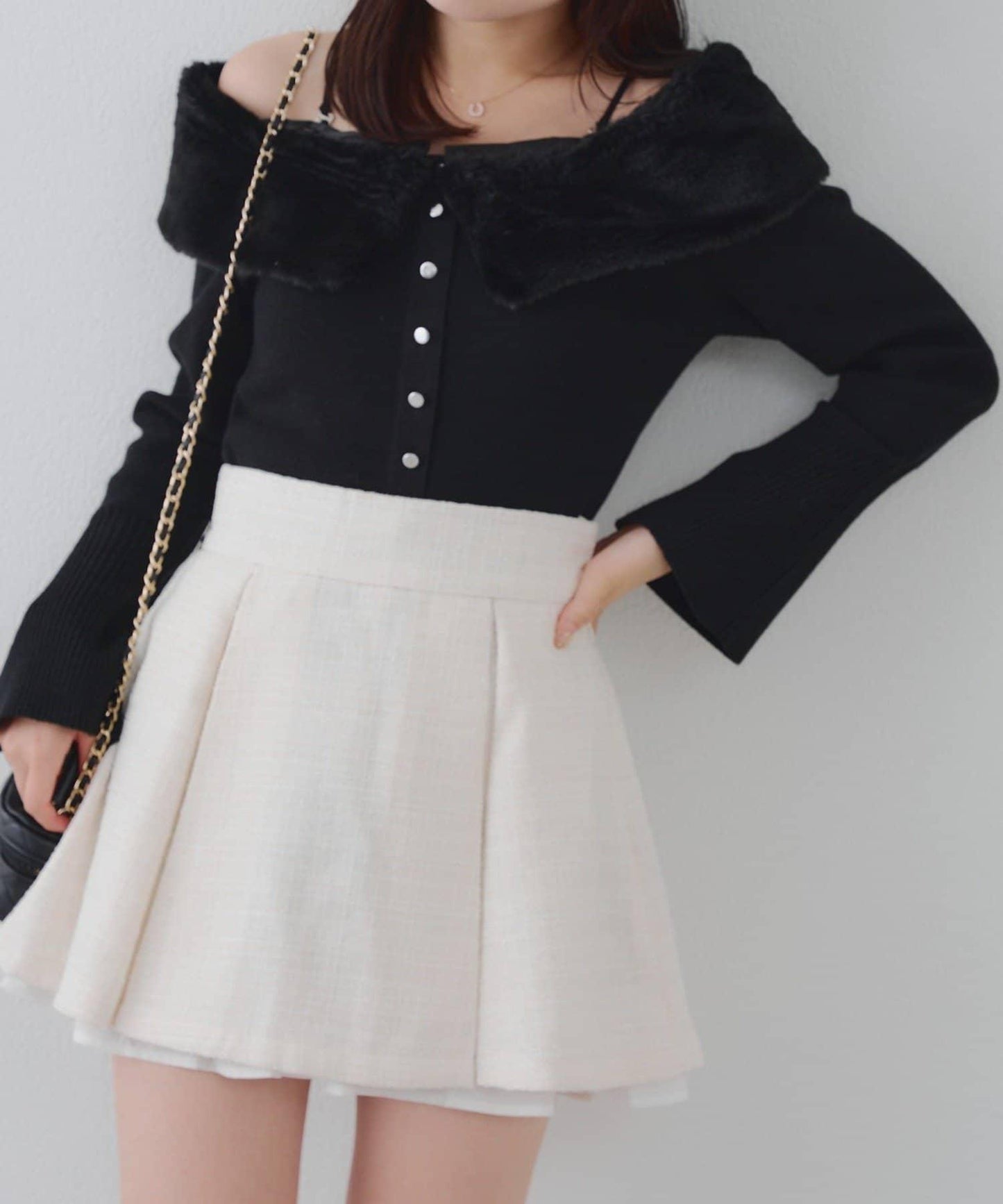 仿皮草翻領開衫