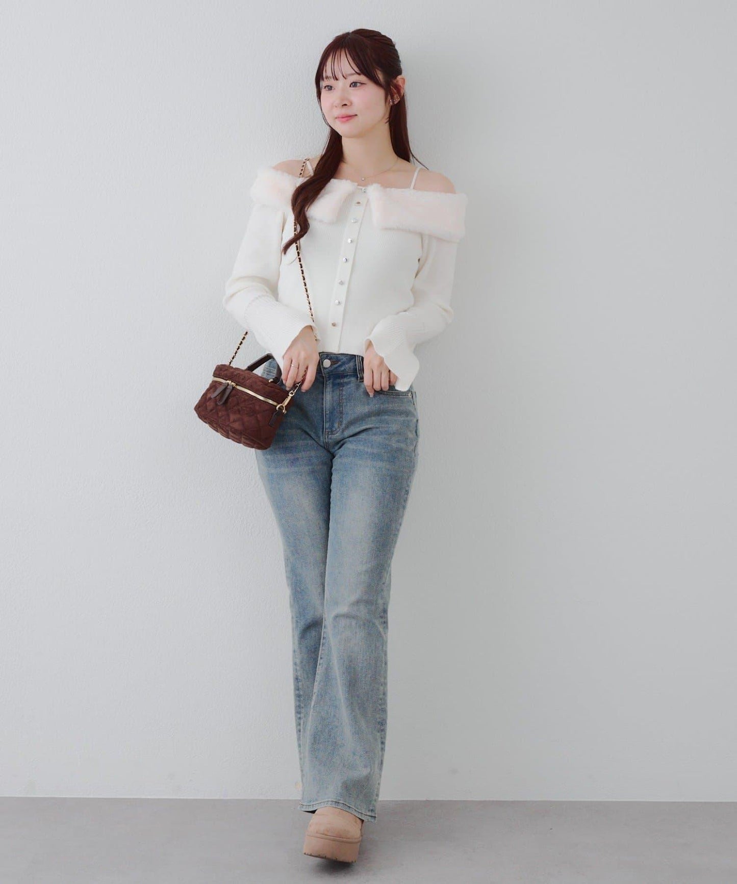 仿皮草翻領開衫