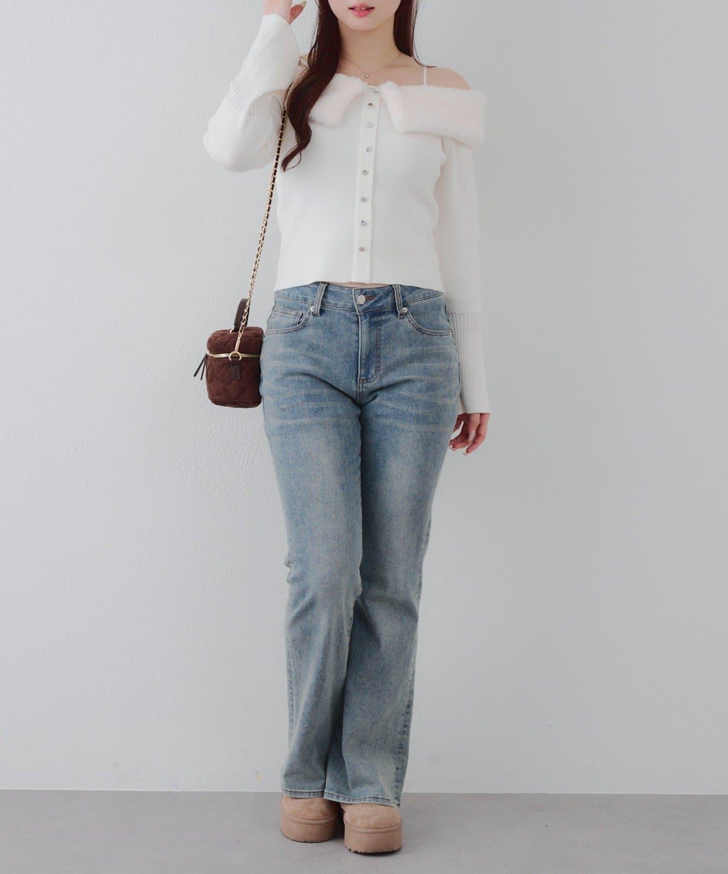 仿皮草翻領開衫