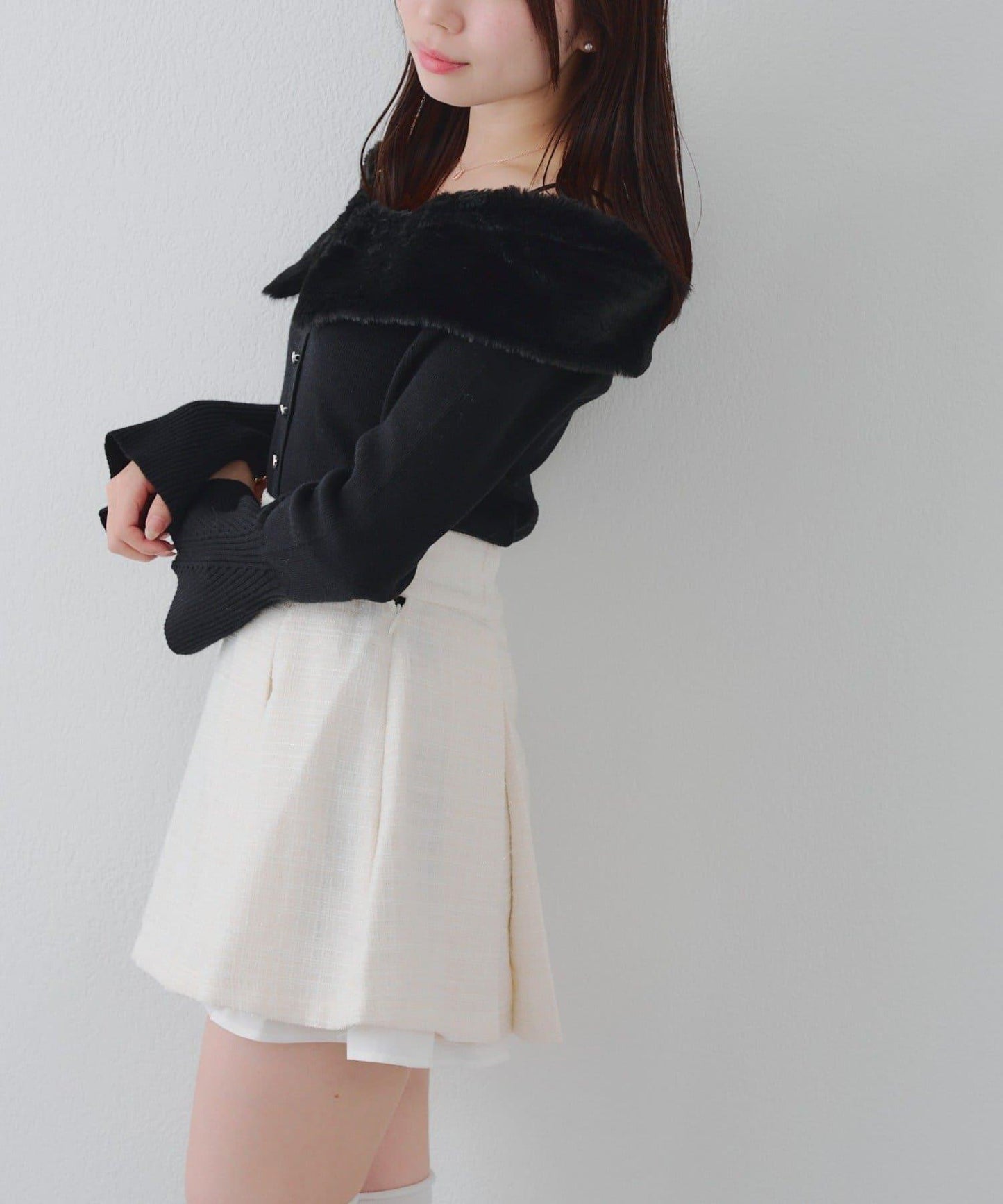 仿皮草翻領開衫