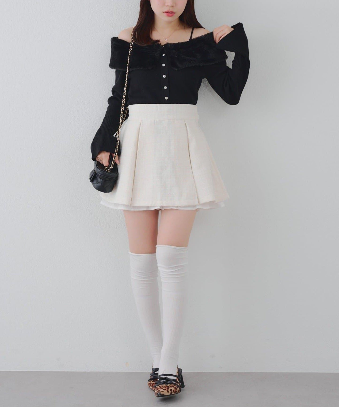 仿皮草翻領開衫