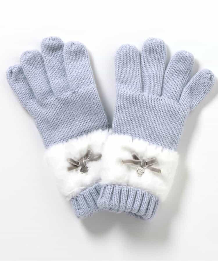 蝴蝶結毛絨手套