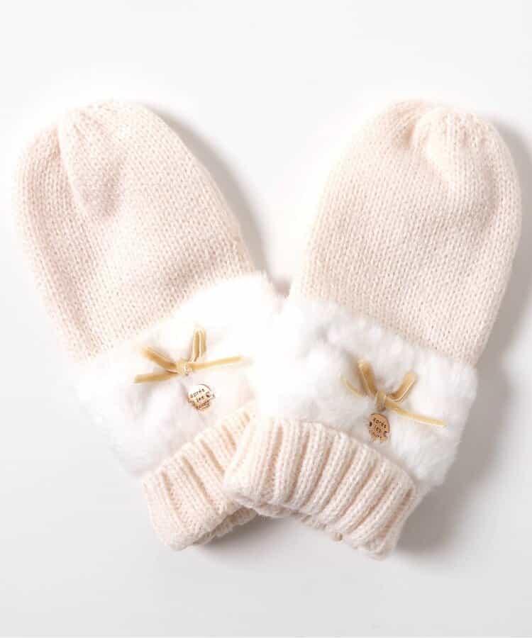 蝴蝶結毛絨手套