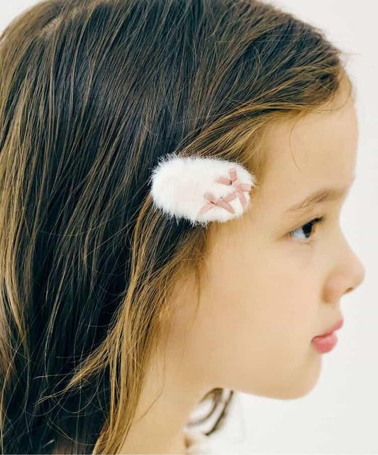 毛絨蝴蝶結髮夾