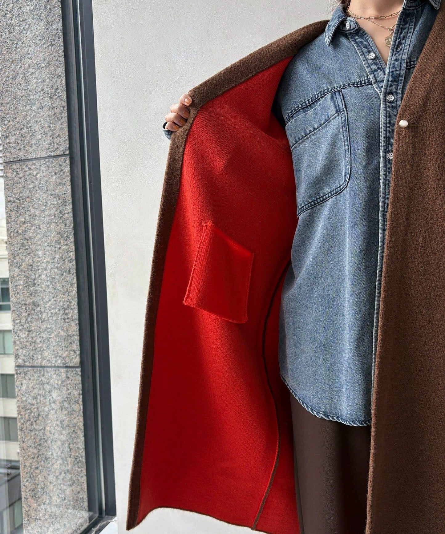 雙面針織長款開衫