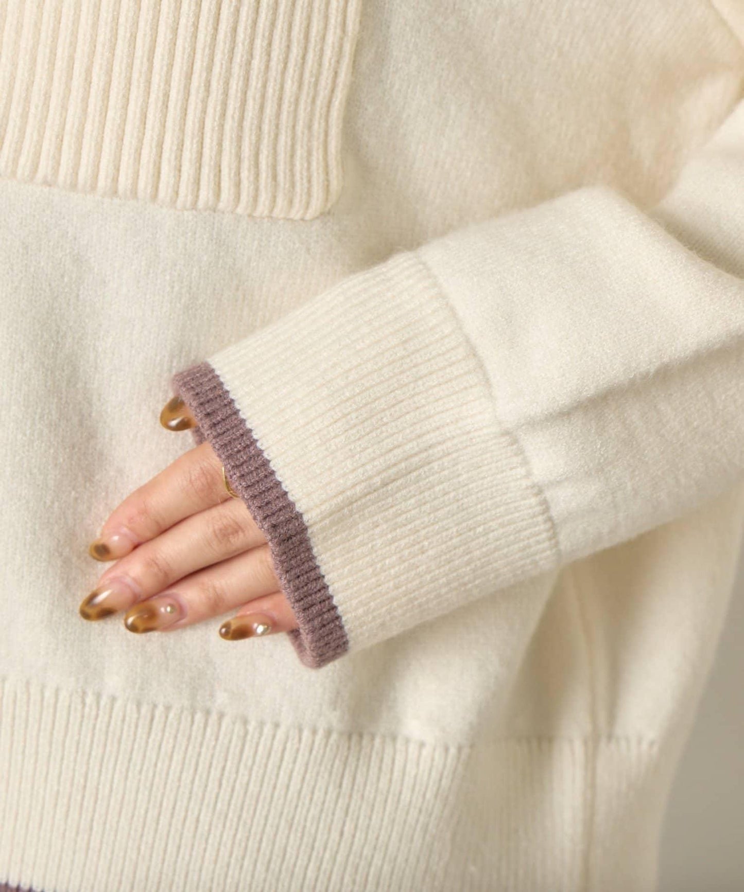 羅紋口袋拼色針織衫