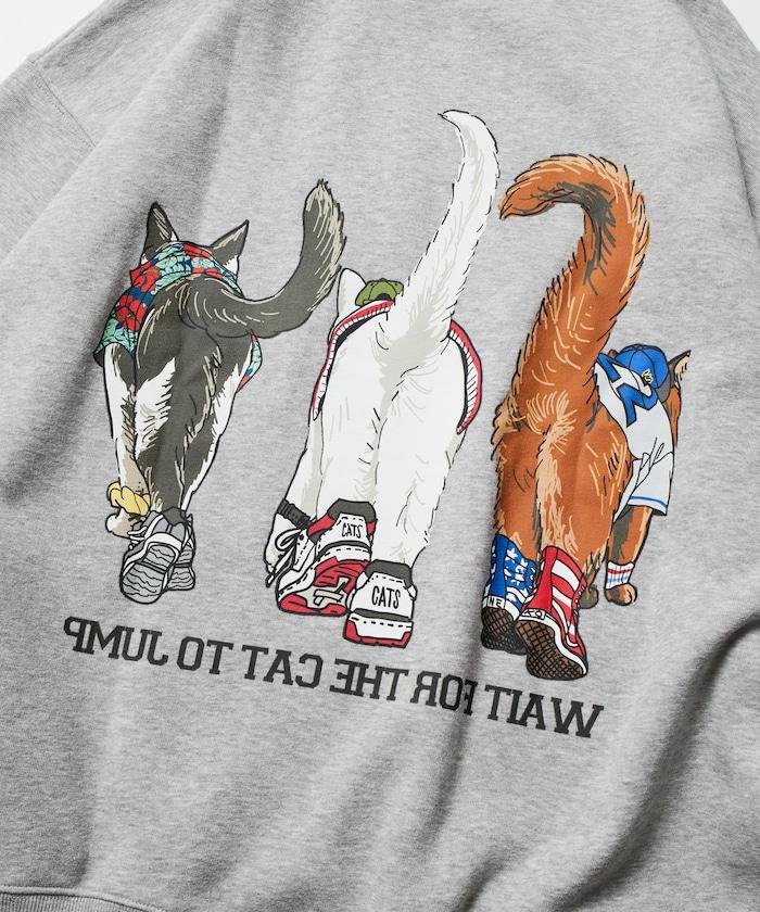 寬鬆版型 雙面印花 圓領衛衣 / THREE CATS