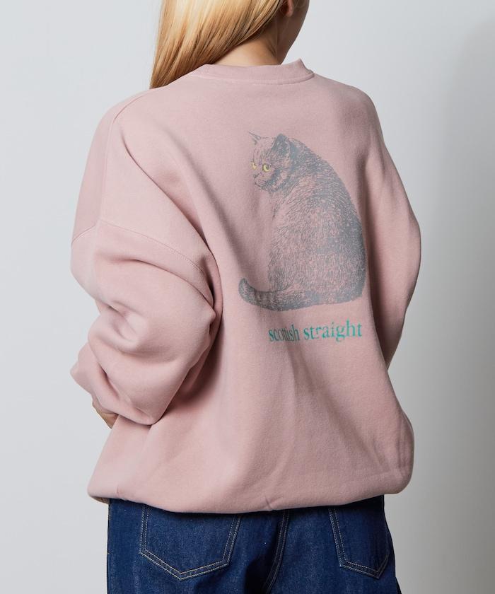 寬鬆版型背面印花圓領衛衣 / Look Back CAT