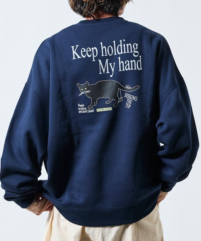 寬鬆版型背面印花圓領衛衣 / CLIMB CLUB Cat