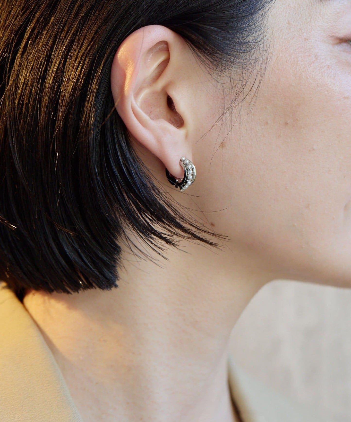 珍珠雙層線條耳夾/耳骨夾