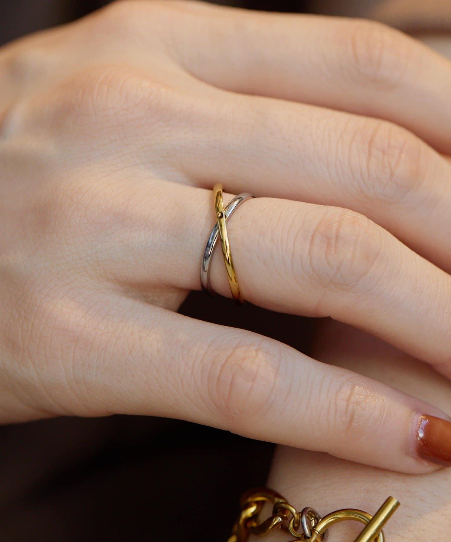 金屬過敏適用/不鏽鋼雙色可動戒指