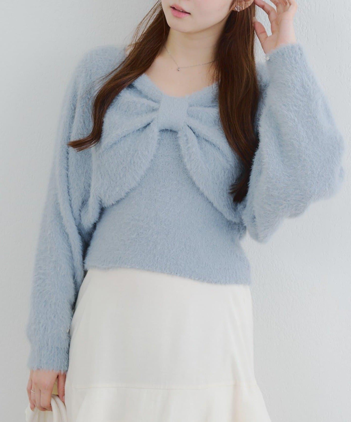 【2件套】吊帶+蝴蝶結羽毛針織衫