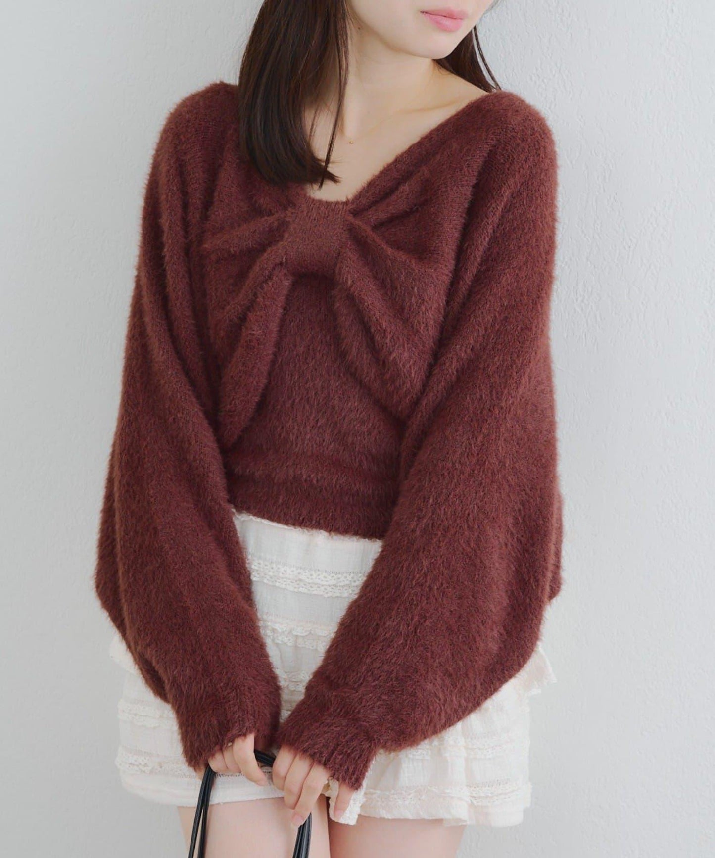 【2件套】吊帶+蝴蝶結羽毛針織衫