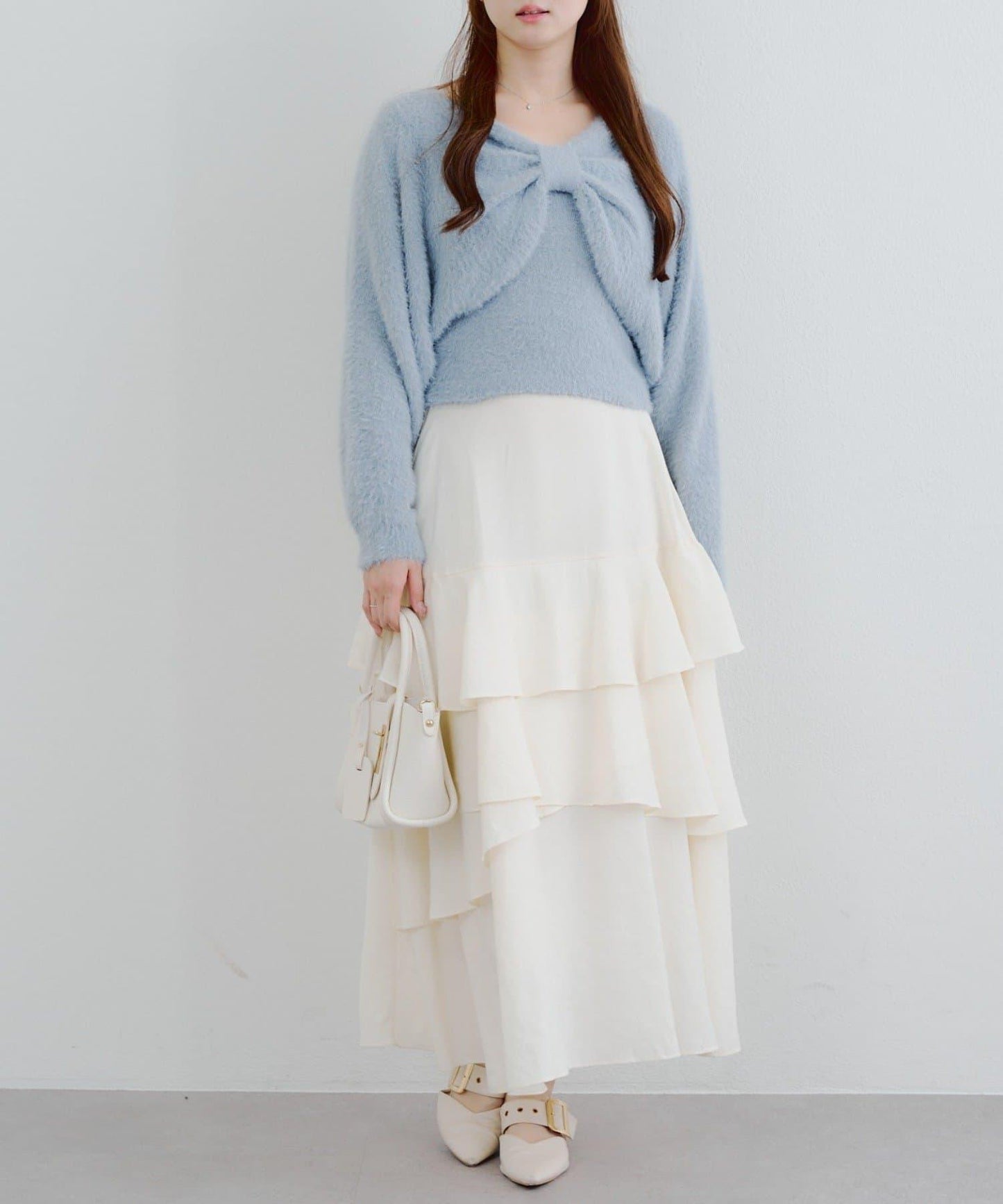 【2件套】吊帶+蝴蝶結羽毛針織衫