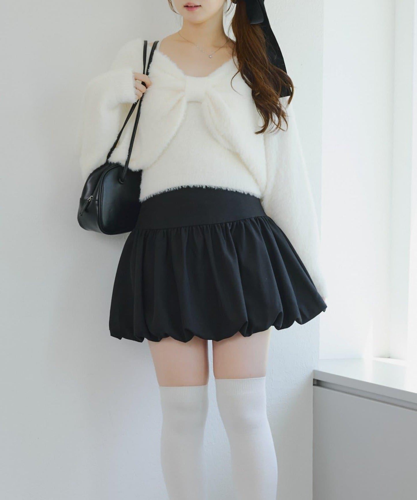 【2件套】吊帶+蝴蝶結羽毛針織衫