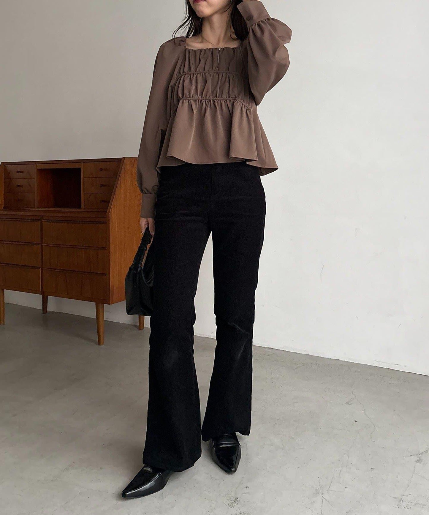 【前後兩穿設計】方領泡泡袖襯衫