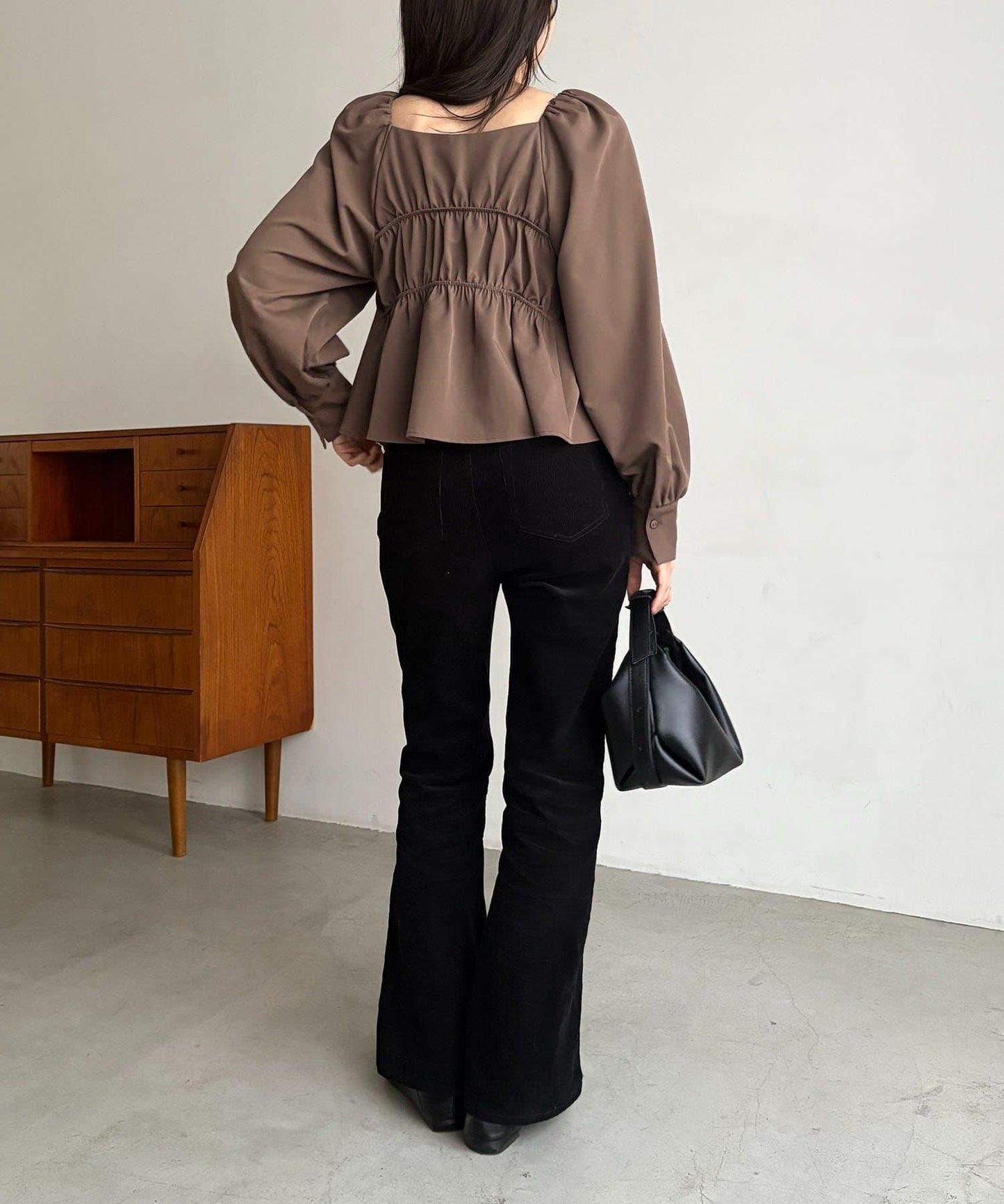 【前後兩穿設計】方領泡泡袖襯衫