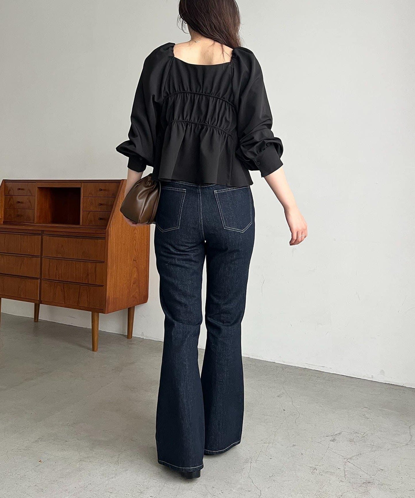 【前後兩穿設計】方領泡泡袖襯衫