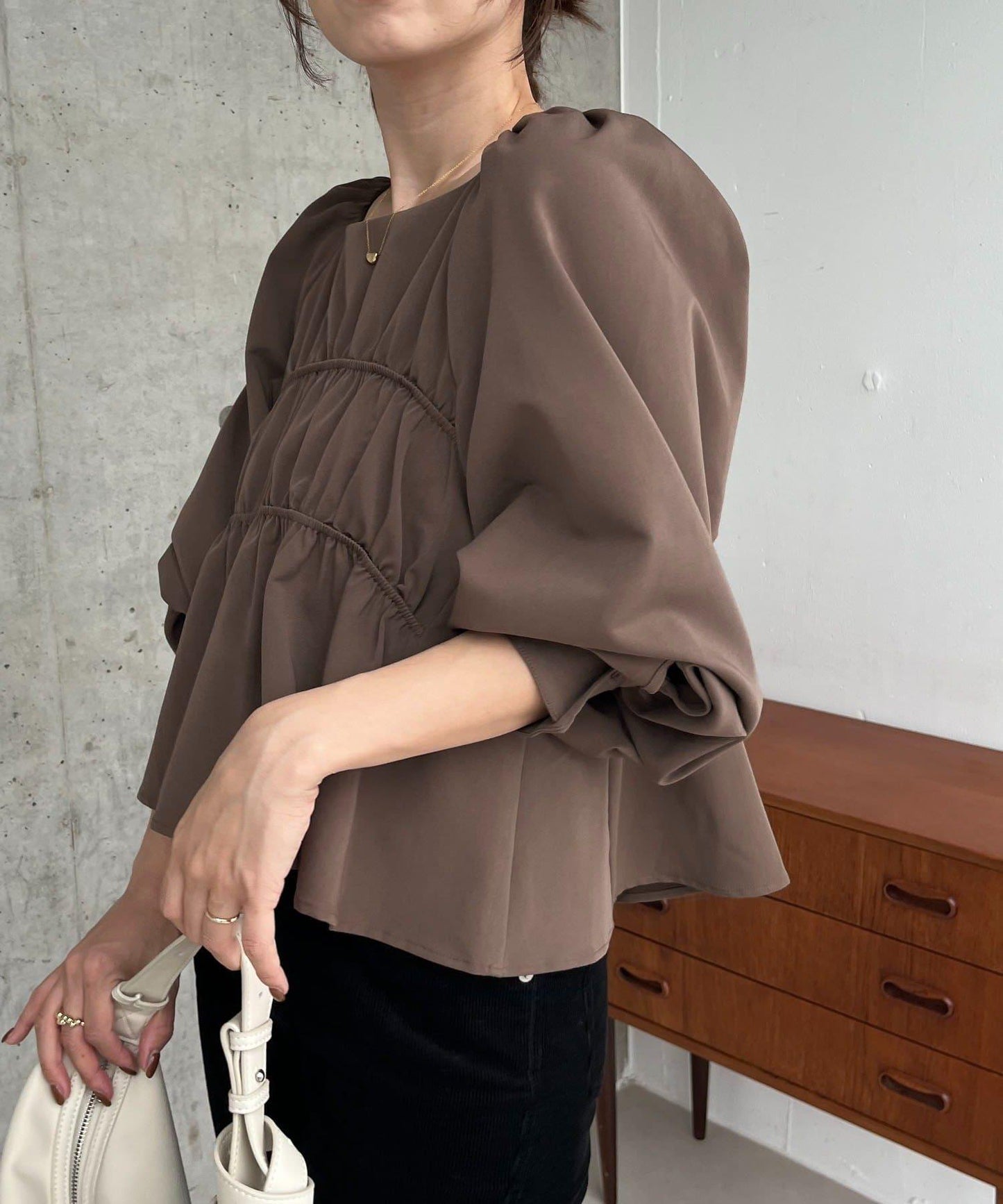 【前後兩穿設計】方領泡泡袖襯衫