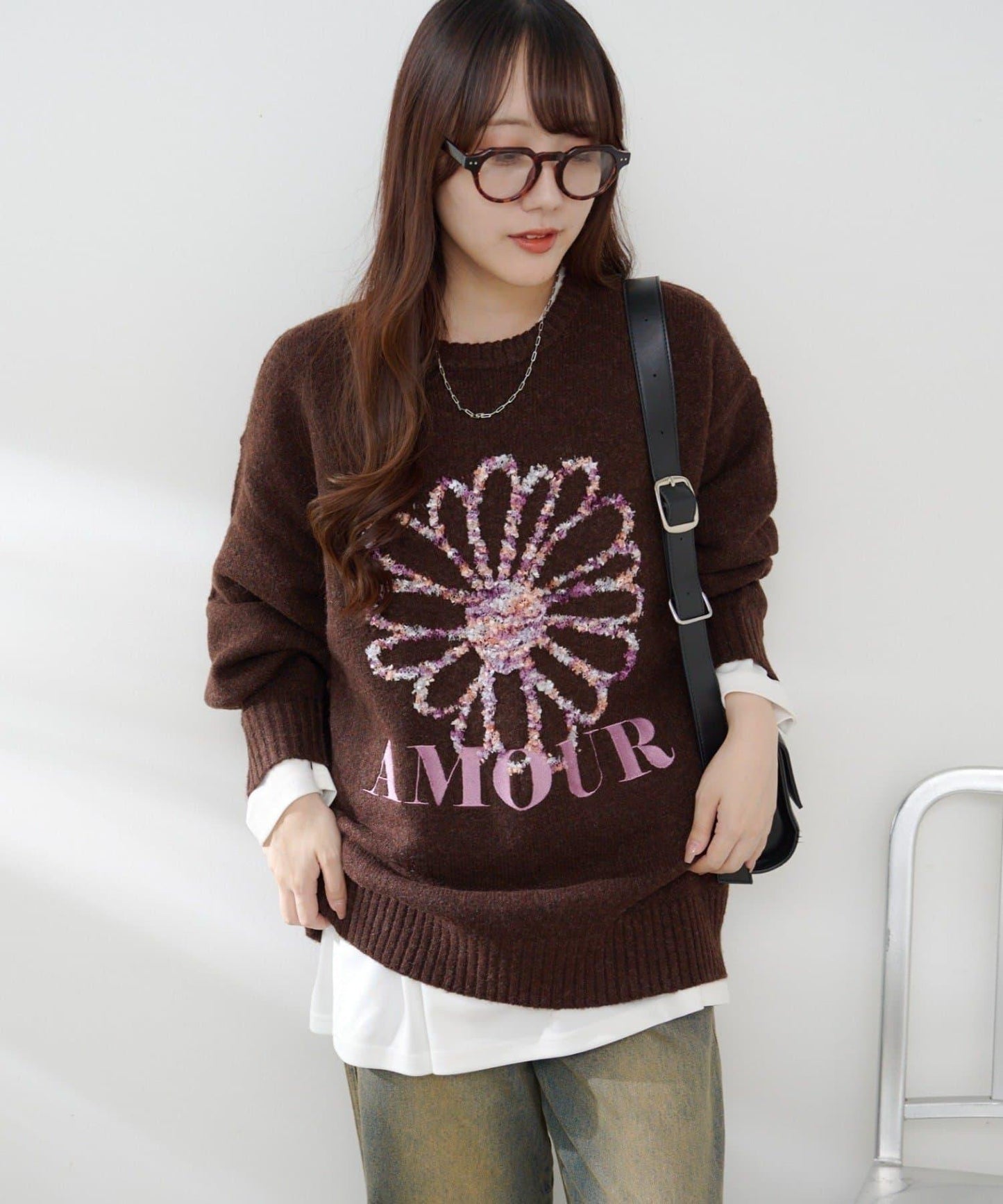 花卉提花針織衫