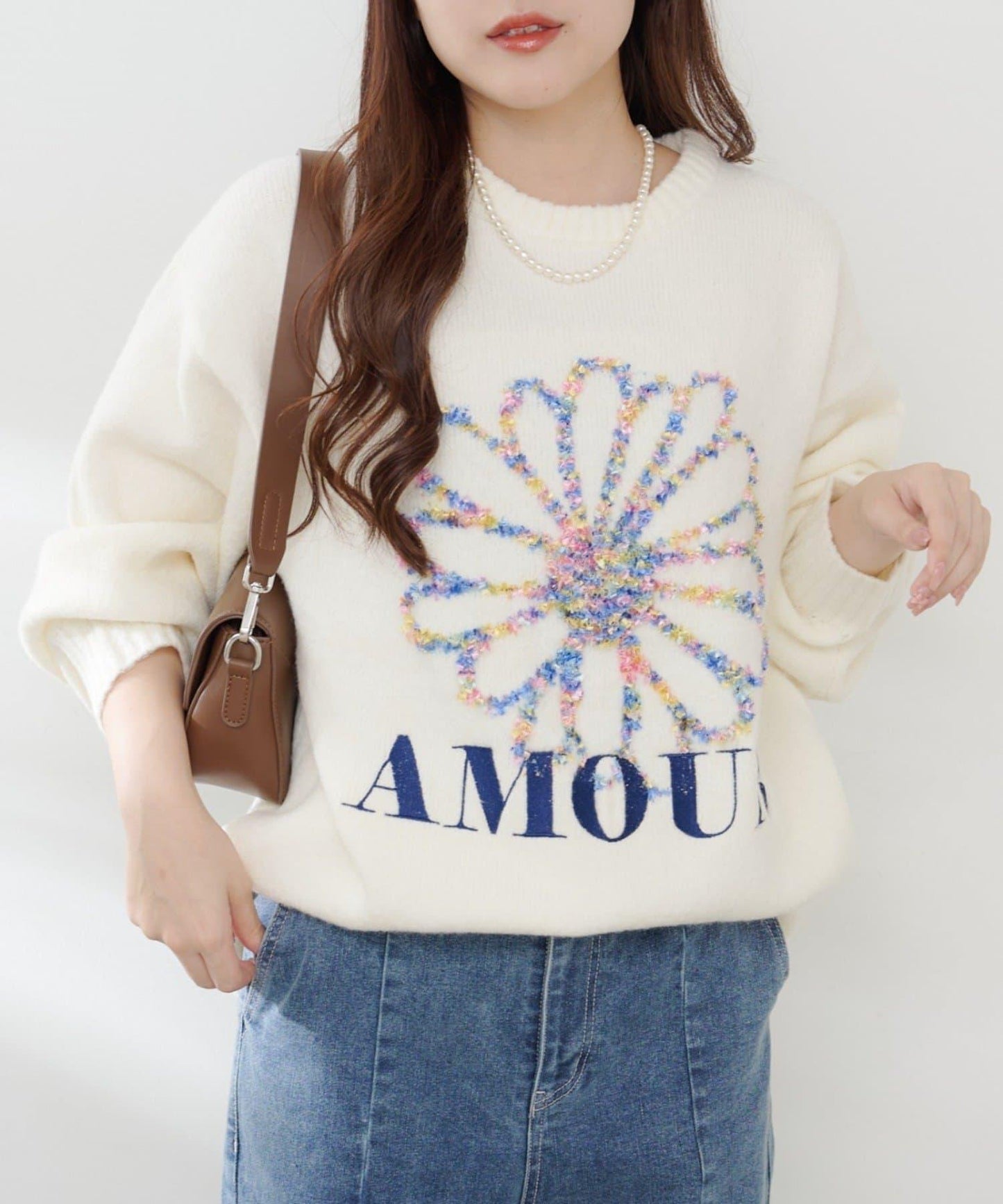 花卉提花針織衫