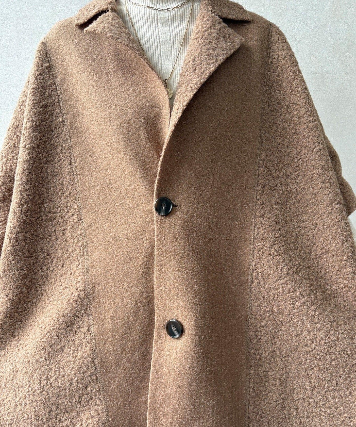 可雙面穿羊羔絨拉鍊斗篷大衣