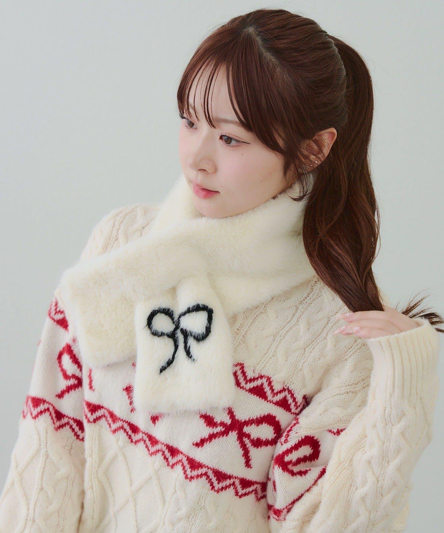 蝴蝶結毛絨圍脖