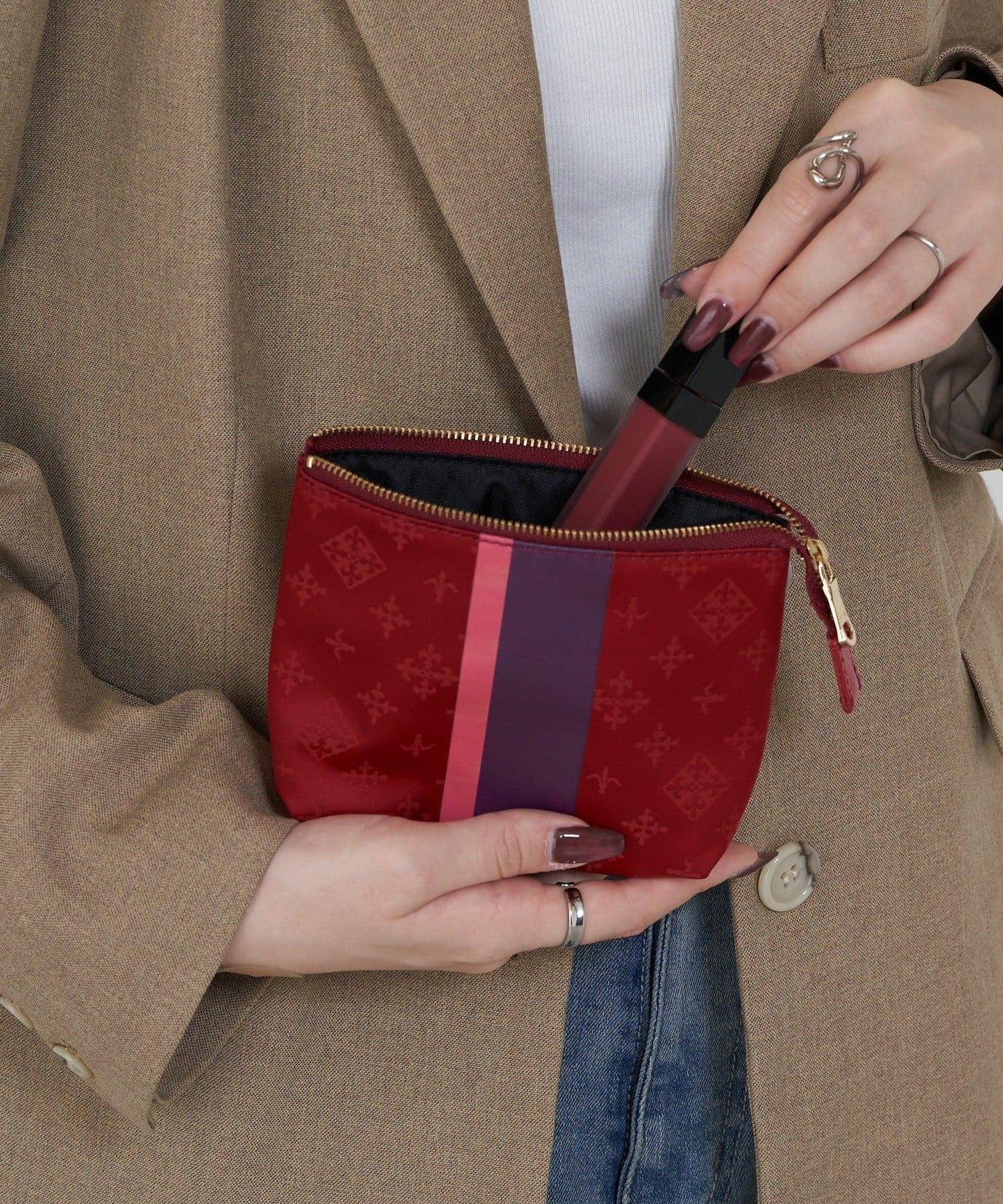 條紋印花小號收納包