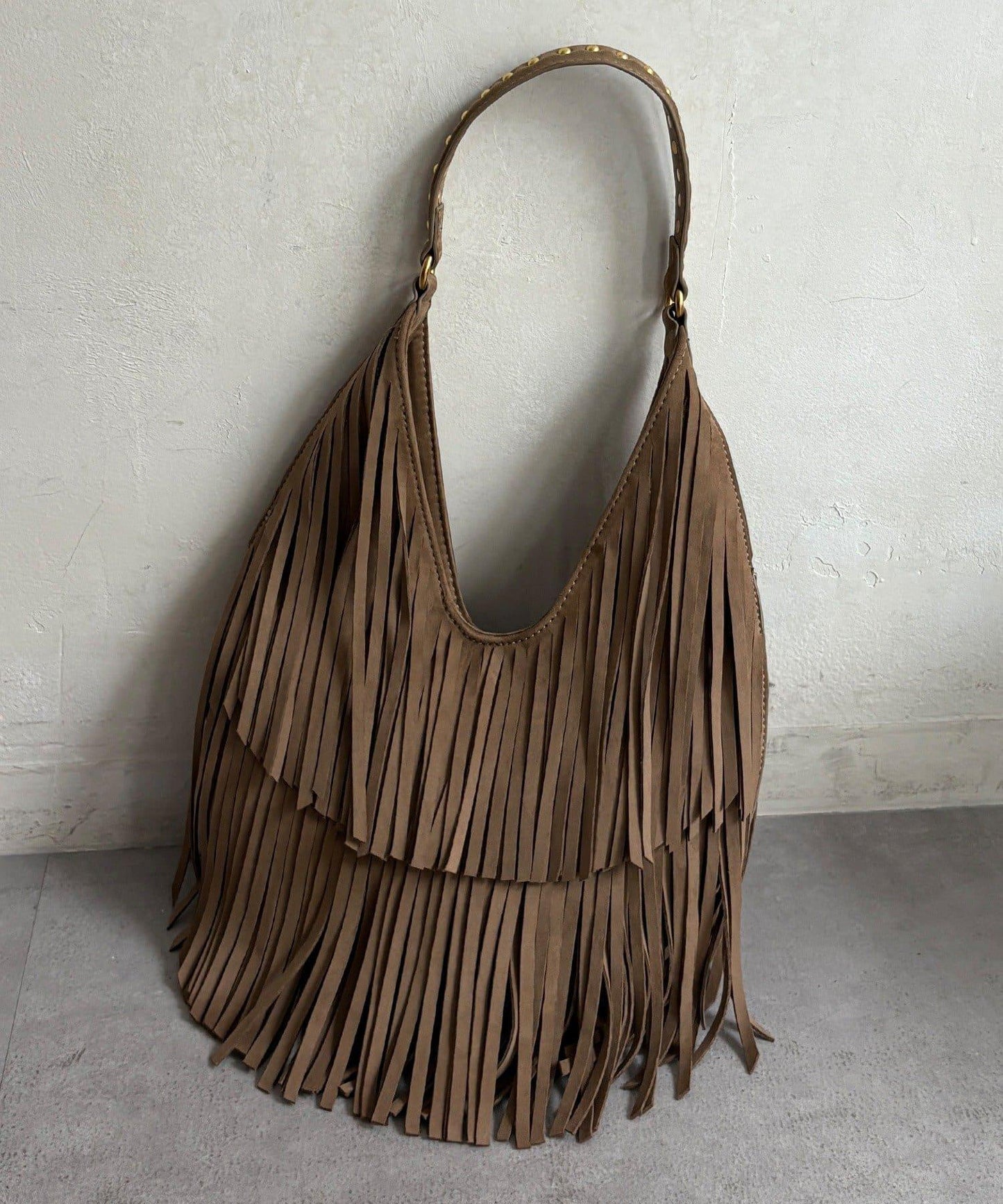 麂皮流蘇半肩包