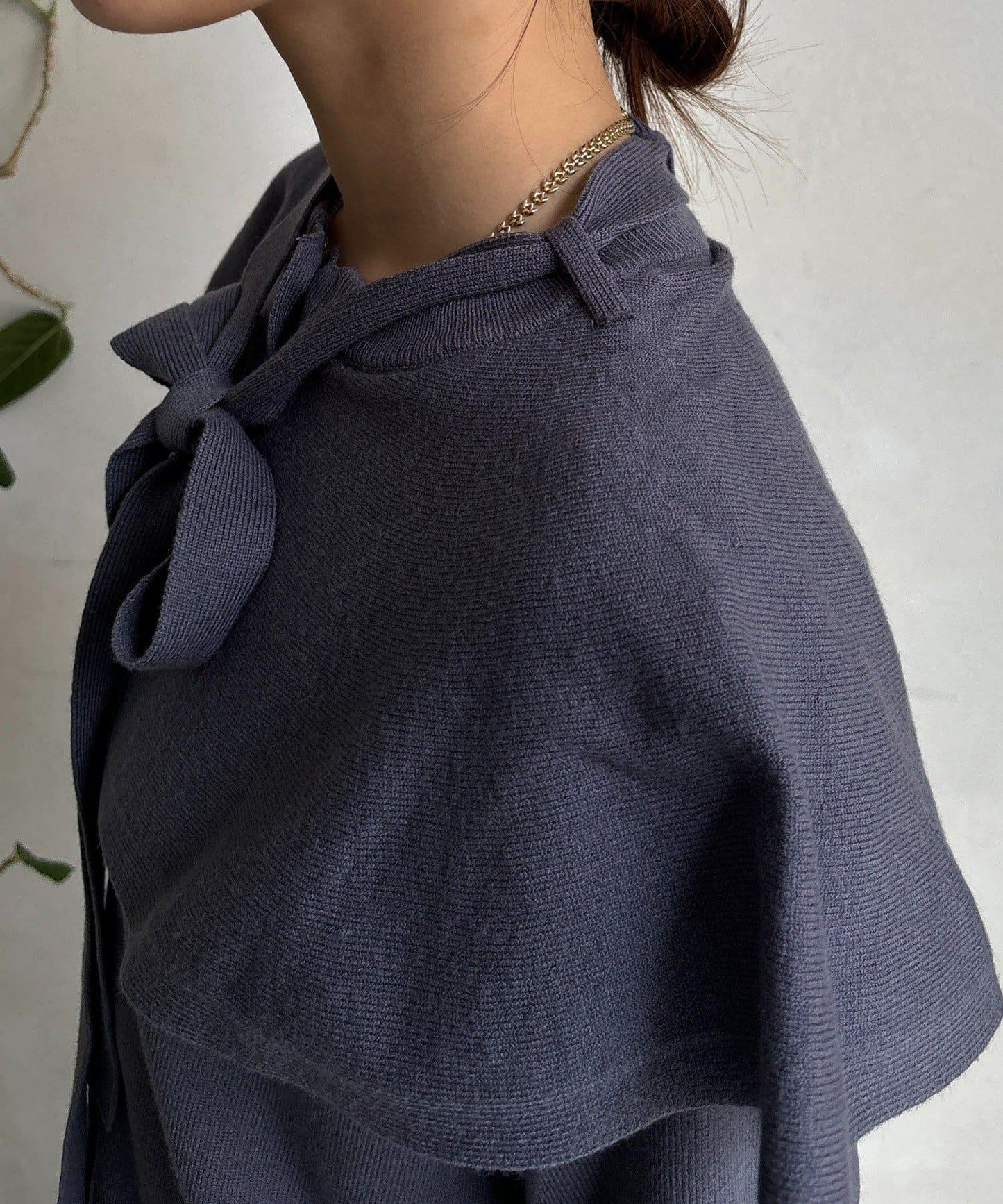 棒領帶披肩開衫