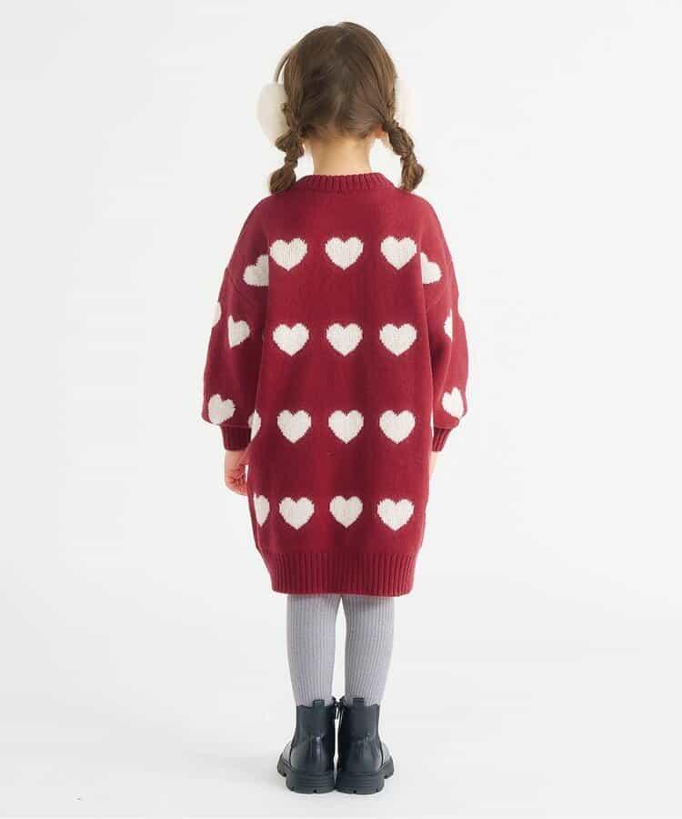 花卉心形針織連衣裙_可機洗