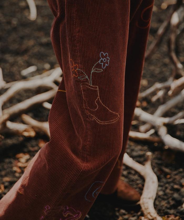 鏈式縫線燈芯絨長褲