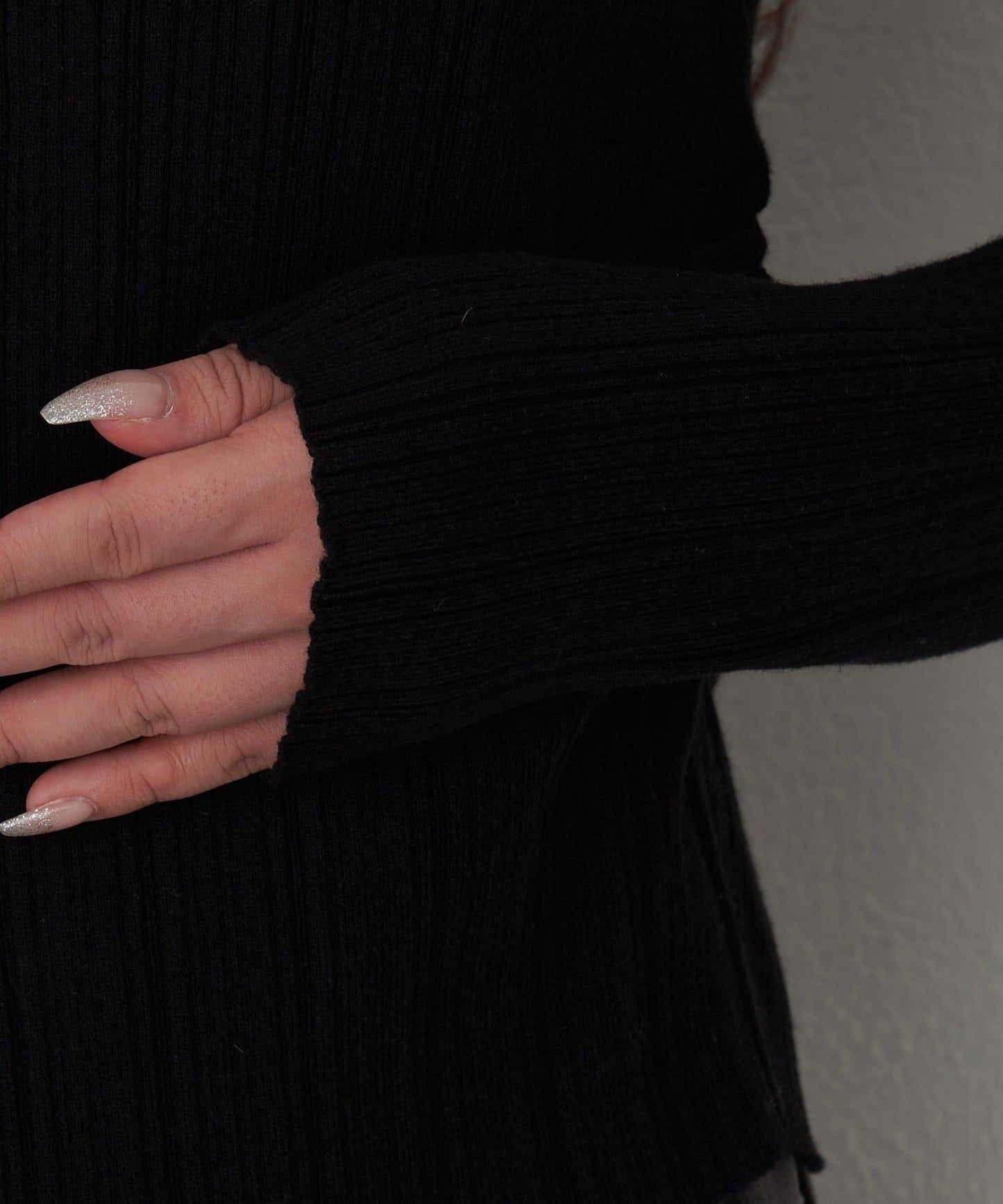 蕾絲拼接前開釦針織衫