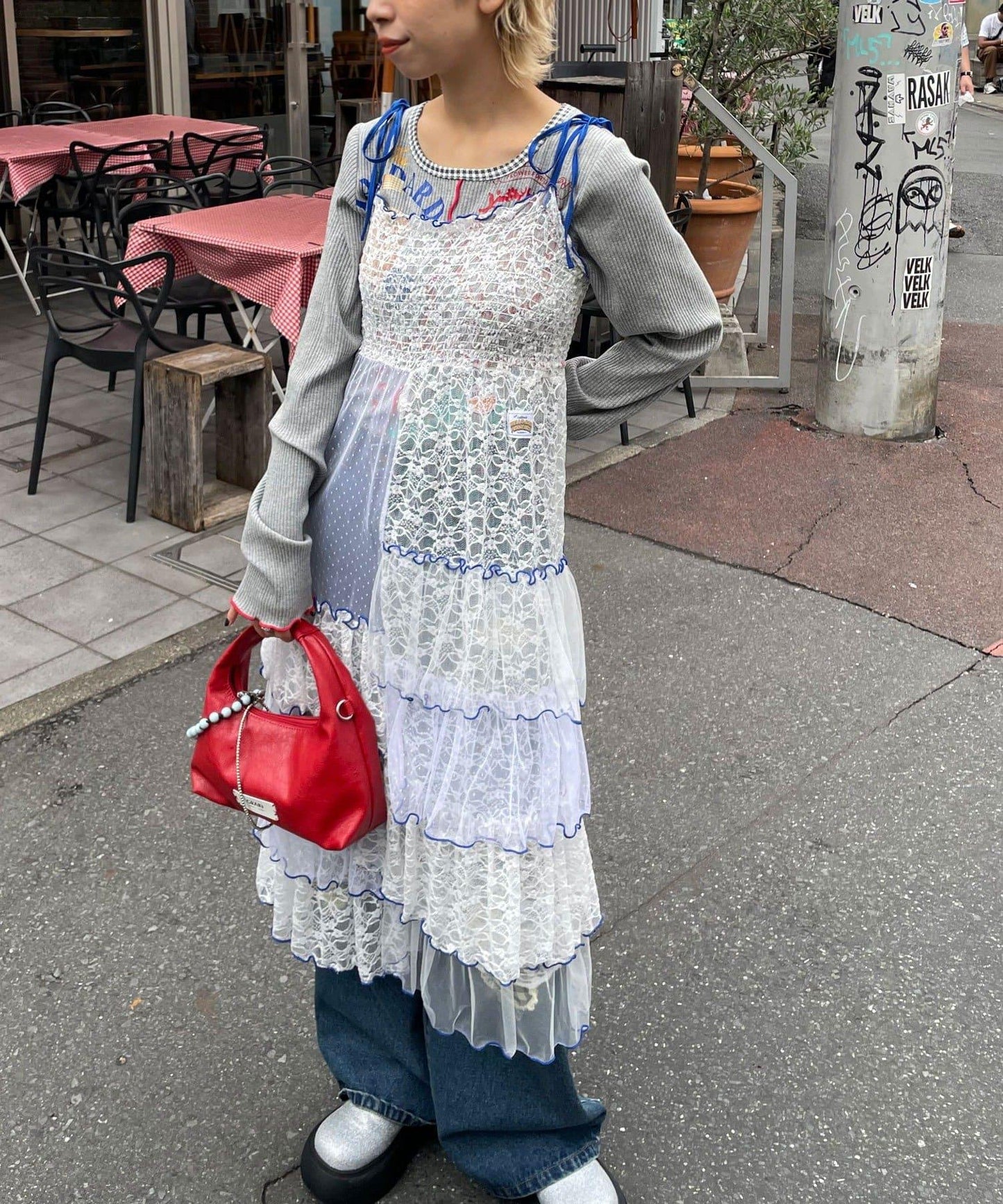 【HELLO.SANFRANCISCO/ハローサンフランシスコ】2WAY蕾絲拼接層疊半身裙