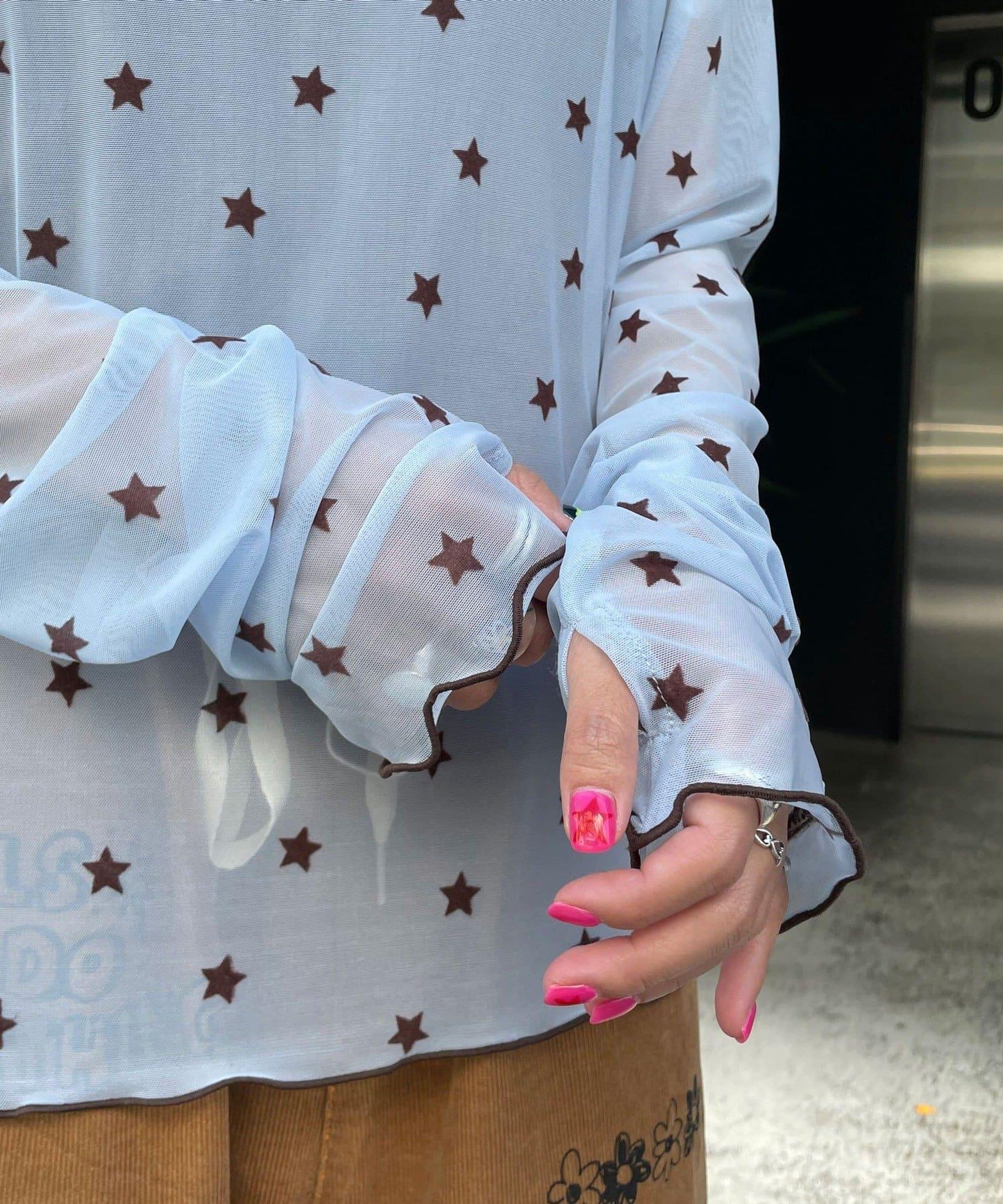 【HELLO.SANFRANCISCO/ハローサンフランシスコ】植絨星星圖案透視上衣